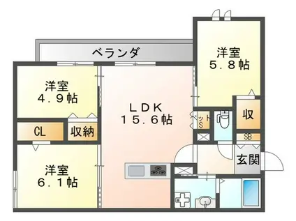 SOURIRE DANGE.スーリール ダンジュ(3LDK/3階)の間取り写真