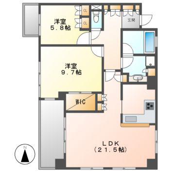 レザンドール東山元町(2LDK/2階)の間取り写真