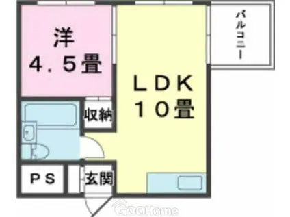 グリーンマンションII(1LDK/4階)の間取り写真
