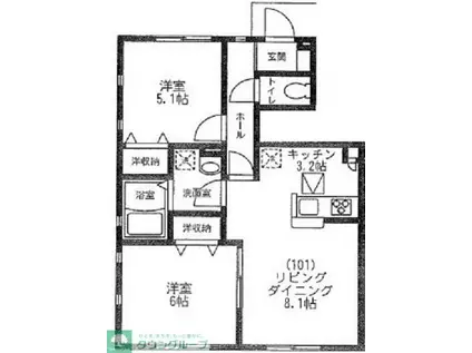 カーサ湘南台IV(2LDK/1階)の間取り写真