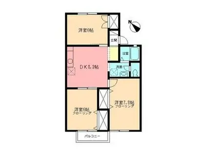 ハイツスイーダN(3DK/2階)の間取り写真