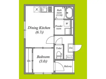 ハーモニーテラス西今川(1DK/1階)の間取り写真