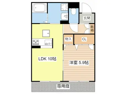 フローラル大殿(1LDK/1階)の間取り写真