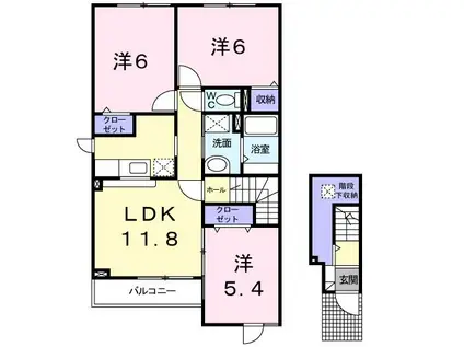 グレイスヴィラサンヨーG(3LDK/2階)の間取り写真