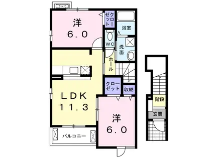 グランツ ガーデンIV(2LDK/2階)の間取り写真
