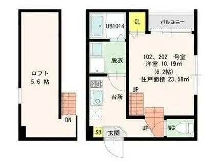 アクアマリン(1K/1階)の間取り写真