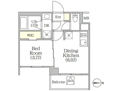 イプセ四谷テラス(1DK/5階)の間取り写真
