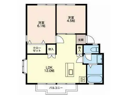 ビタビレッジ富士A(2LDK/2階)の間取り写真