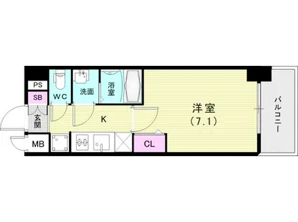 プレサンス兵庫ヴィアーレ(1K/6階)の間取り写真