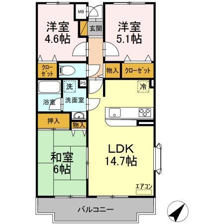 ビューパークヤマモ(3LDK/1階)の間取り写真