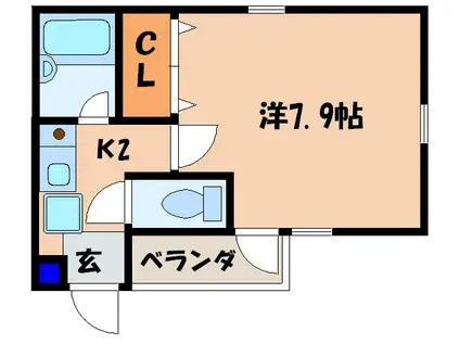 メゾンルシェル(1K/1階)の間取り写真