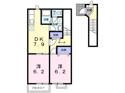 エランドールC(2DK/2階)の間取り写真