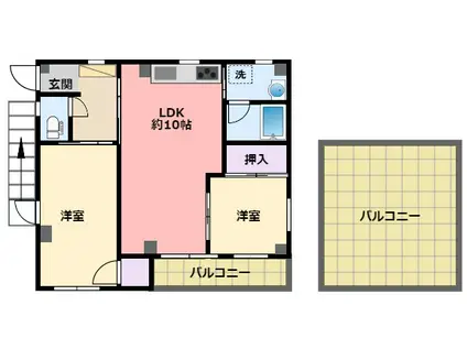 モーブ上鳴尾(2LDK/3階)の間取り写真