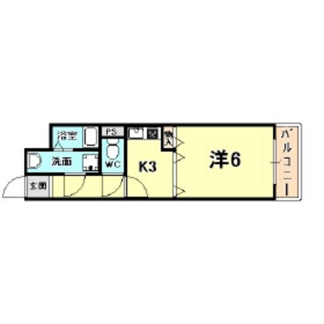 フォンテーヌ ブロー(1K/4階)の間取り写真