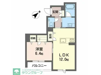 ヒューゲル(1LDK/2階)の間取り写真