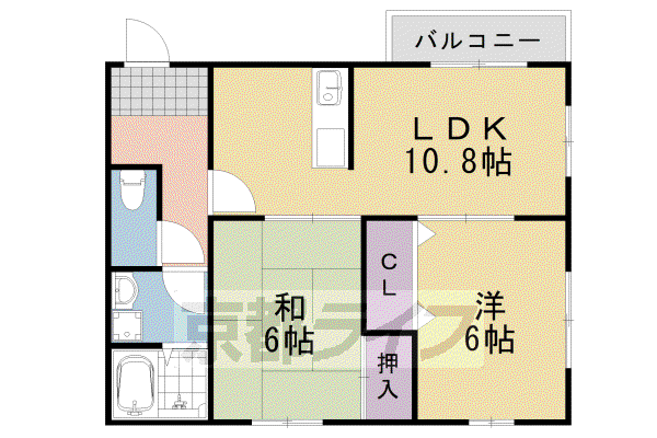 イーズコート桂II(2LDK/1階)の間取り写真