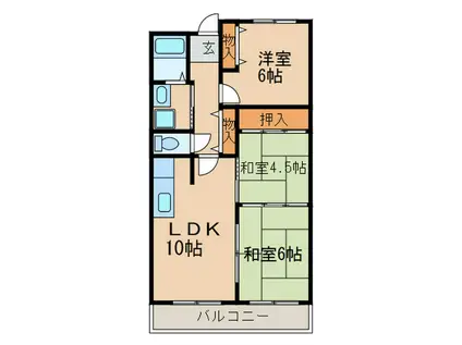 ラポート城陽(3LDK/2階)の間取り写真