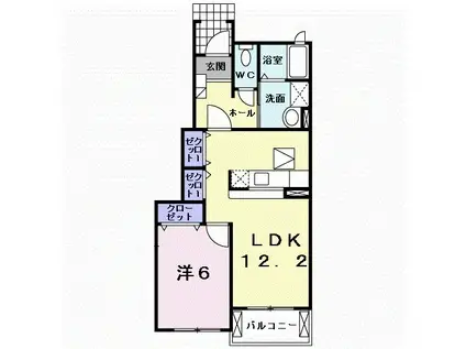 サンメゾン元山D(1LDK/1階)の間取り写真