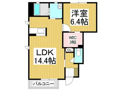 クレドール三輪(1LDK/1階)の間取り写真