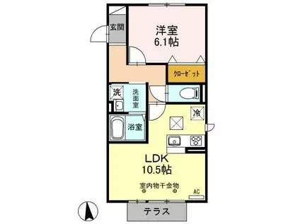 サンモール F(1LDK/1階)の間取り写真