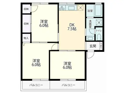 ちぐさハイツ(3DK/2階)の間取り写真