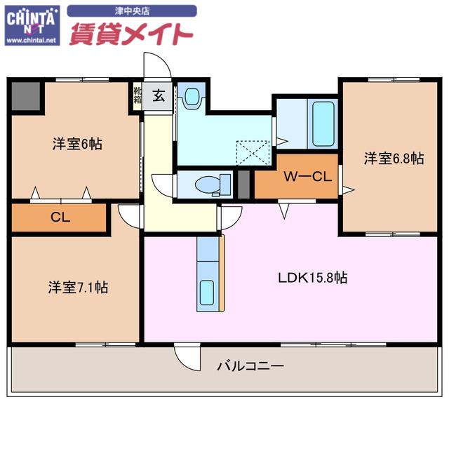 塔世西裏MSビル(3LDK/7階)の間取り写真