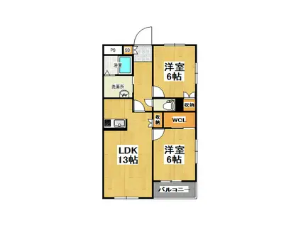 ファミーユ松原A棟(2LDK/2階)の間取り写真