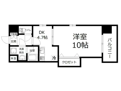 グリーンアベニュー(1DK/3階)の間取り写真