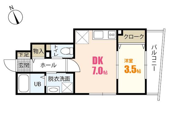 ロイヤルヴィラ緑井 A棟(1DK/1階)の間取り写真
