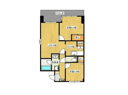 サンヒルズ高野(2LDK/2階)の間取り写真