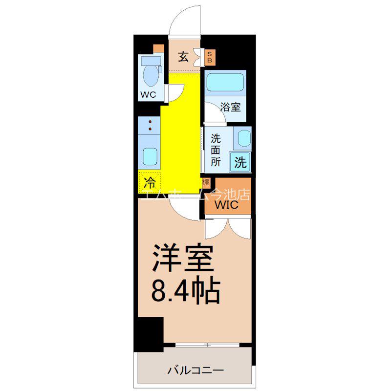 TENAS池下(1K/6階)の間取り写真