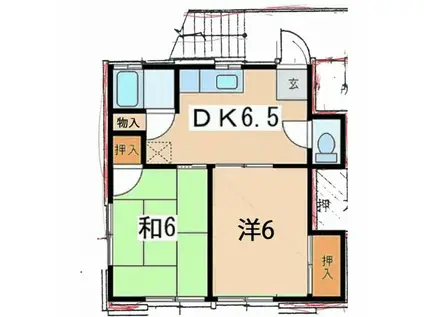 おがわハイツ(2DK/2階)の間取り写真