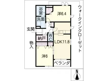 メゾンプランドール(2LDK/1階)の間取り写真
