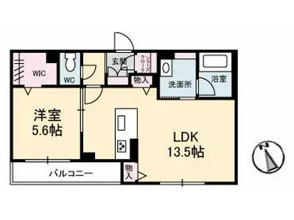ポートカルチェ東川口(1LDK/2階)の間取り写真