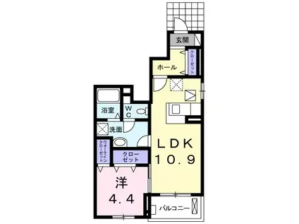 ソラーナ平島II(1LDK/1階)の間取り写真