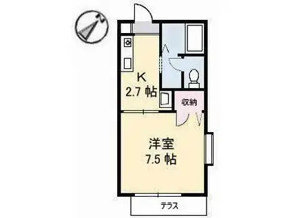 ノースヴェレッジA棟(1K/1階)の間取り写真