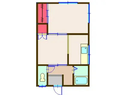 亀甲アパート(1DK/2階)の間取り写真