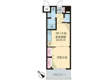 ルーチェ茗荷谷(1DK/4階)の間取り写真