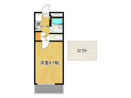 かしの木甲府(1K/2階)の間取り写真