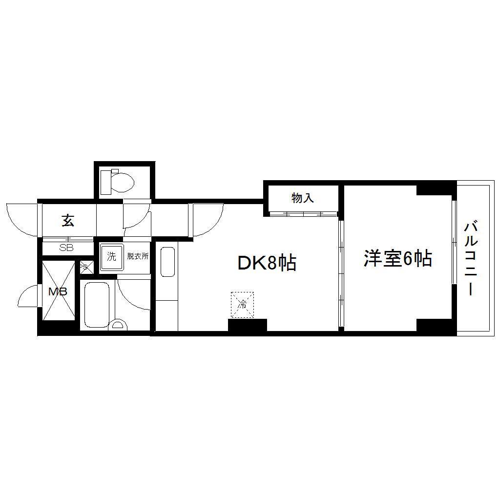キャピタル 小田原(1DK/4階)の間取り写真