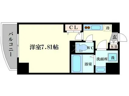 ラグゼ難波ウエスト(1K/3階)の間取り写真