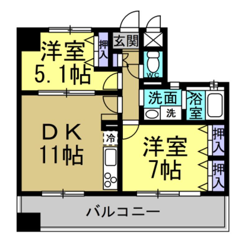 サンライズエモト(2LDK/2階)の間取り写真