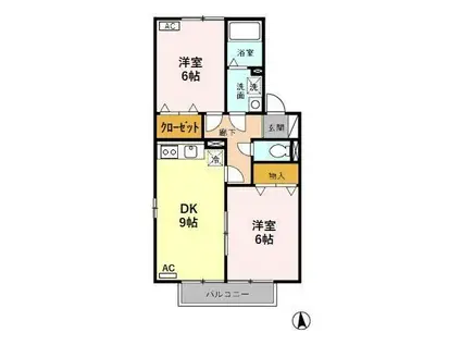 ジョイキャッスルA(2DK/2階)の間取り写真