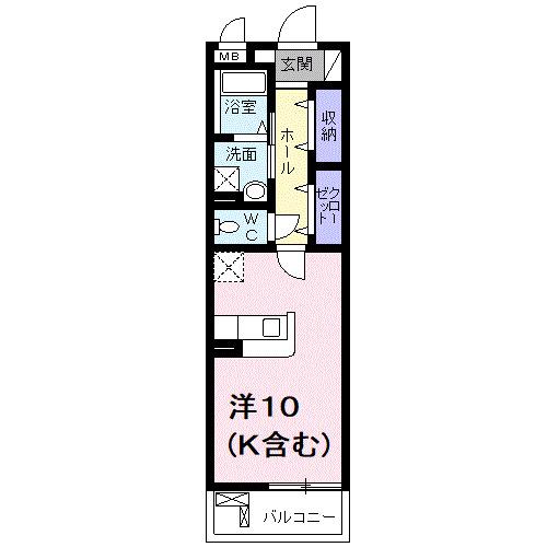 ルクレイル西桜(ワンルーム/1階)の間取り写真