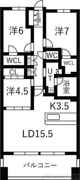 リーザス南千里(3LDK/8階)の間取り写真
