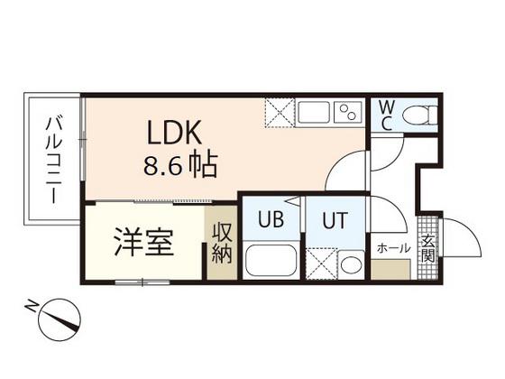 フリートフォルヴィラ古江新町A(1LDK/2階)の間取り写真