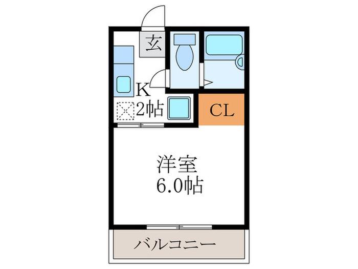 フォーブル嵯峨(1K/2階)の間取り写真