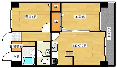 リブレストI(2DK/3階)の間取り写真