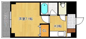 コンフォート天満川(1K/2階)の間取り写真