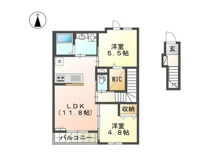 スプランドゥール(2LDK/2階)の間取り写真
